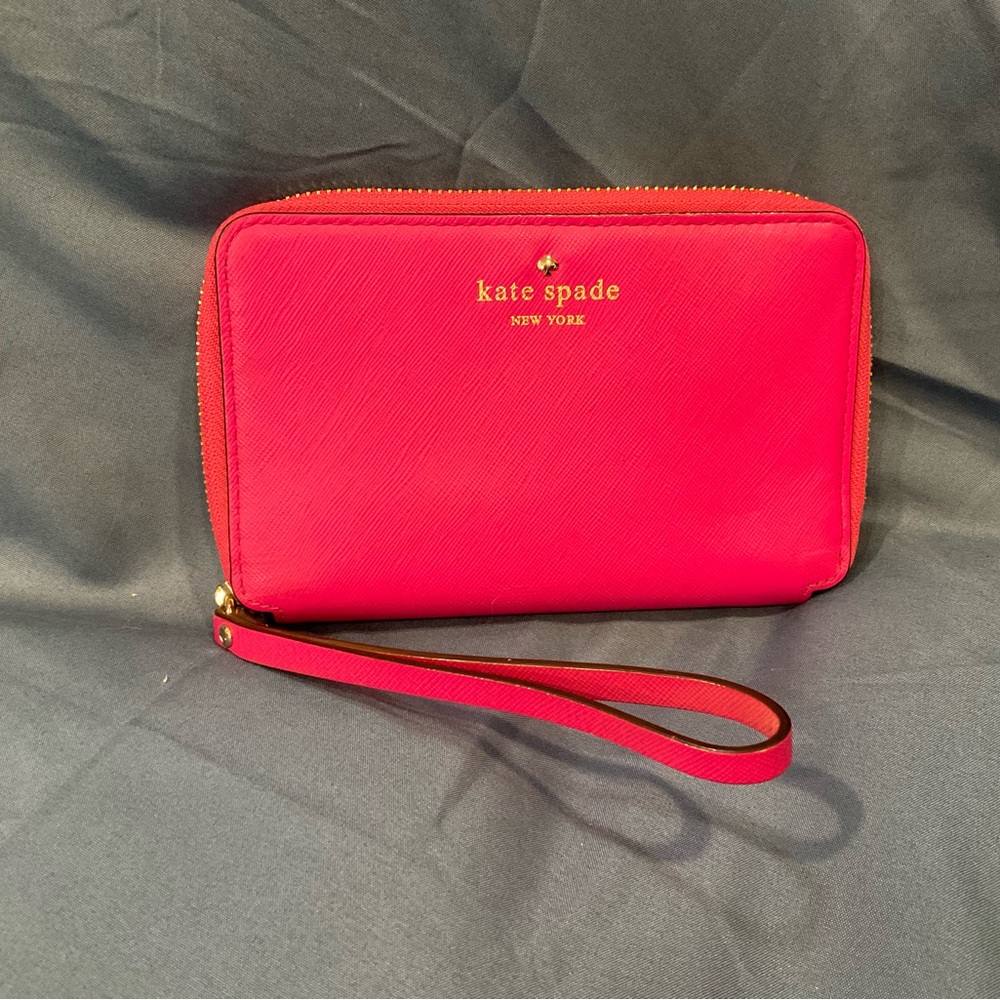 Kate Spade, hot pink, wristlet, like new
